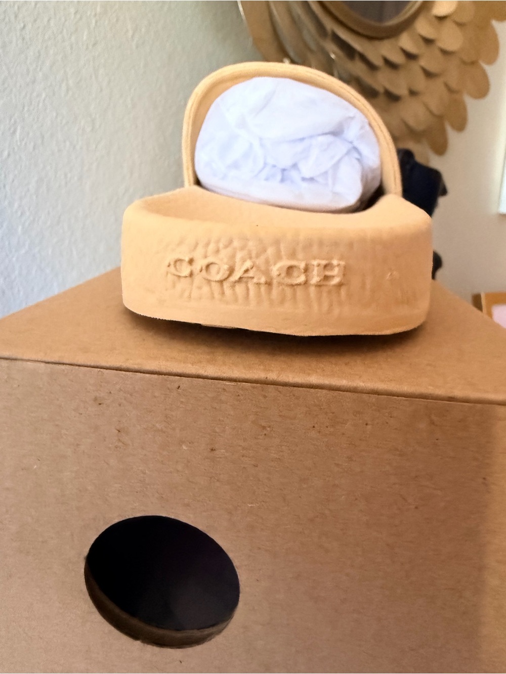 ☀️ NWT Coach Tan Logo Slide Sandals Women’s Slip-On Signature Embossed Slides - Picture 8 of 10
